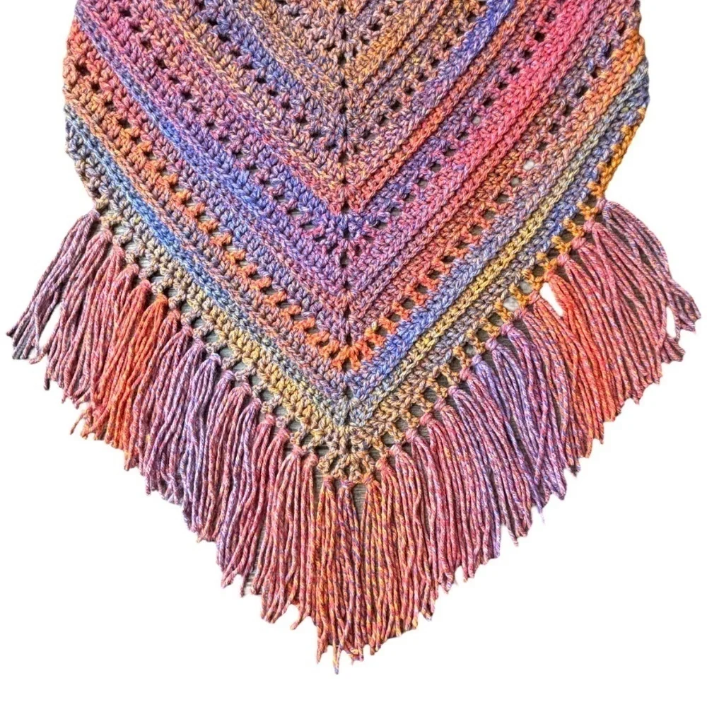 Handcrafted Crochet Cowl Neck Scarf‎ With Fringe New Handmade by Seller Knit